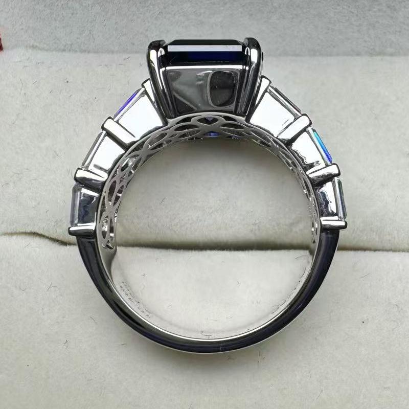 Ruif Jewelry Custom Design 18k White Gold Ring for Women 10ct Lab Grown Sapphire And D VVS Moissanite Jewelry Ruif Jewelry Custom Design 18k White Gold Ring for Women 10ct Lab Grown Sapphire And D VVS Moissanite Jewelry