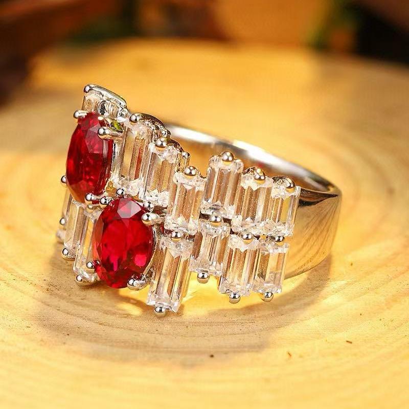 Ruif Jewelry Custom Design 18k White Gold Ring for Women 2.09ct Lab Grown Ruby And D VVS Moissanite Jewelry Ruif Jewelry Custom Design 18k White Gold Ring for Women 2.09ct Lab Grown Ruby And D VVS Moissanite Jewelry