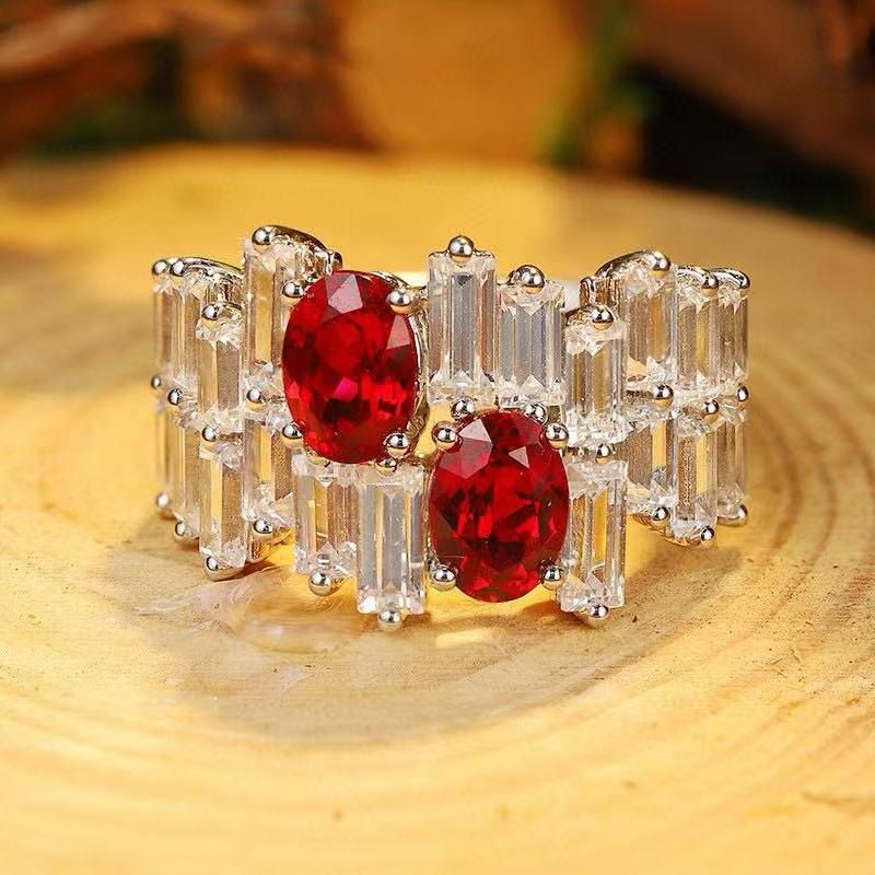 Ruif Jewelry Custom Design 18k White Gold Ring for Women 2.09ct Lab Grown Ruby And D VVS Moissanite Jewelry Ruif Jewelry Custom Design 18k White Gold Ring for Women 2.09ct Lab Grown Ruby And D VVS Moissanite Jewelry