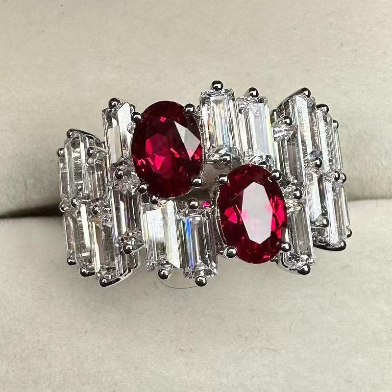 Ruif Jewelry Custom Design 18k White Gold Ring for Women 2.09ct Lab Grown Ruby And D VVS Moissanite Jewelry Ruif Jewelry Custom Design 18k White Gold Ring for Women 2.09ct Lab Grown Ruby And D VVS Moissanite Jewelry