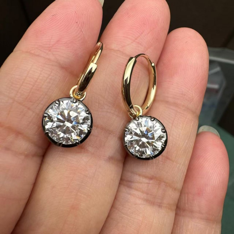 Ruif Jewelry Customized 14k Yellow Gold 2ct Lab Grown Diamond Earrings for Women Party Gift Ruif Jewelry Customized 14k Yellow Gold 2ct Lab Grown Diamond Earrings for Women Party Gift