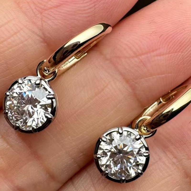 Ruif Jewelry Customized 14k Yellow Gold 2ct Lab Grown Diamond Earrings for Women Party Gift Ruif Jewelry Customized 14k Yellow Gold 2ct Lab Grown Diamond Earrings for Women Party Gift