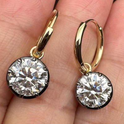 Ruif Jewelry Customized 14k Yellow Gold 2ct Lab Grown Diamond Earrings for Women Party Gift