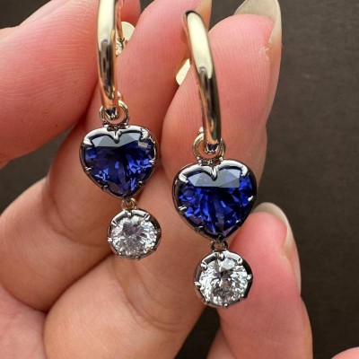 Ruif Jewelry Customized 14k Yellow Gold 3ct Lab Grown Sapphire Earrings for Women Party Gift