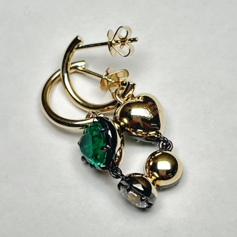 Ruif Jewelry Customized 14k Yellow Gold 1ct Each Lab Grown Emerald Earrings for Women Party Gift
