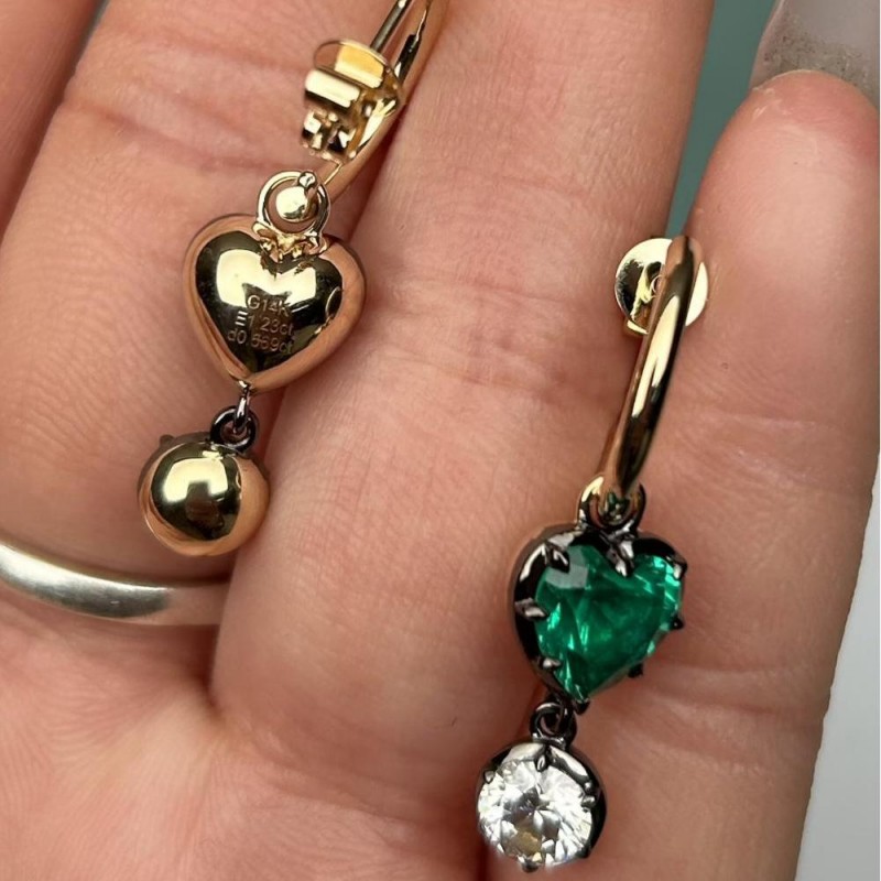 Ruif Jewelry Customized 14k Yellow Gold 1ct Each Lab Grown Emerald Earrings for Women Party Gift