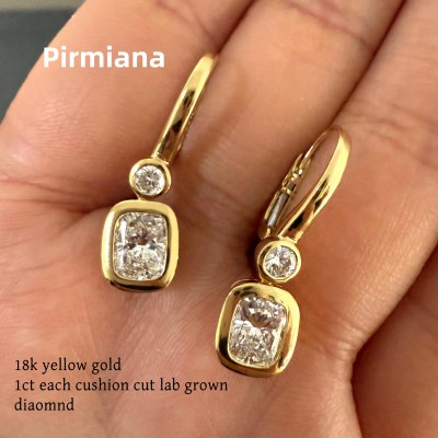 Ruif Jewelry Custom Design 18K Yellow Gold Earrings for Women 1ct each Lab Grown Diamond Jewelry