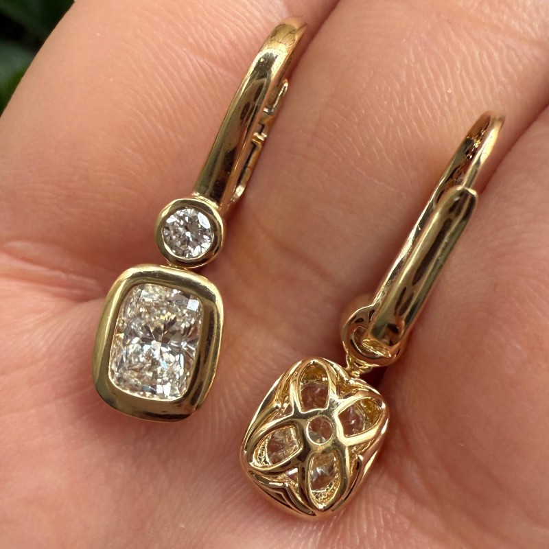 Ruif Jewelry Custom Design 18K Yellow Gold Earrings for Women 1ct each Lab Grown Diamond Jewelry