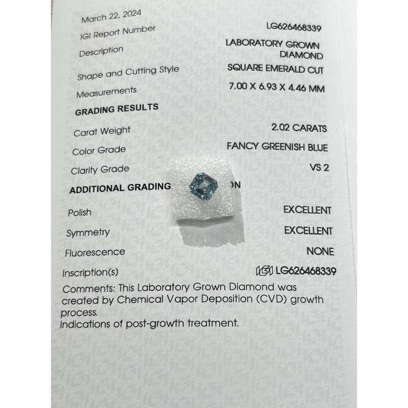 Ruif Jewelry 2.0ct Blue Color Asscher Cut Lab Grown Diamond Loose Diamond for Diy Jewelry Making Ruif Jewelry 2.0ct Blue Color Asscher Cut Lab Grown Diamond Loose Diamond for Diy Jewelry Making