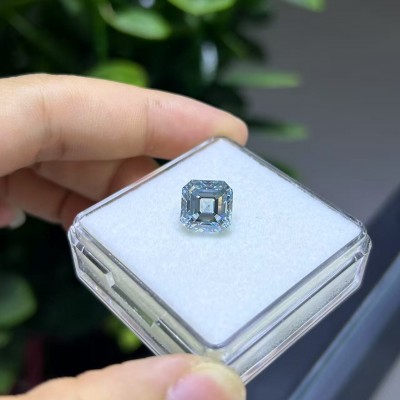 Ruif Jewelry 5.01ct Blue Color Asscher Cut Lab Grown Diamond  Loose Diamond for Diy Jewelry Making