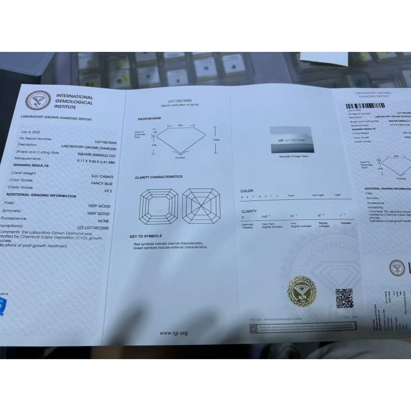 Ruif Jewelry 5.01ct Blue Color Asscher Cut Lab Grown Diamond Loose Diamond for Diy Jewelry Making Ruif Jewelry 5.01ct Blue Color Asscher Cut Lab Grown Diamond Loose Diamond for Diy Jewelry Making