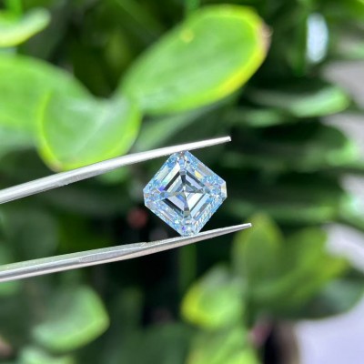 Ruif Jewelry 8.53ct Blue Color Asscher Cut Lab Grown Diamond  Loose Diamond for Diy Jewelry Making