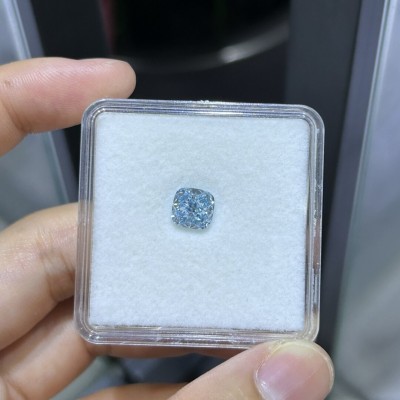 Ruif Jewelry 1.89ct Fancy Blue VS1 Cushion Cut Lab Grown Diamond CVD Loose Diamond for Diy Jewelry Making