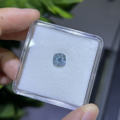 Ruif Jewelry 2.01ct Fancy Blue VS1 Cushion Cut Lab Grown Diamond CVD Loose Diamond for Diy Jewelry Making