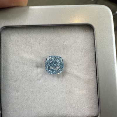 Ruif Jewelry 2.50ct Fancy Intense Blue VS1 Cushion Cut Lab Grown Diamond CVD Loose Diamond for Diy Jewelry Making
