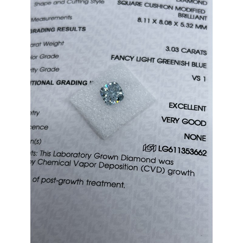Ruif Jewelry 3.0ct Blue Color Cushion Cut Lab Grown Diamond CVD Loose Diamond for Diy Jewelry Making Ruif Jewelry 3.0ct Blue Color Cushion Cut Lab Grown Diamond CVD Loose Diamond for Diy Jewelry Making