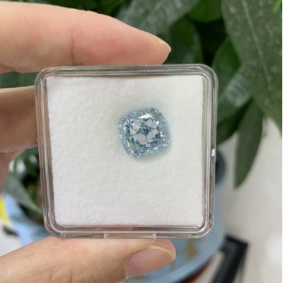 Ruif Jewelry 8.03ct Fancy Light Blue VS2 Cushion Cut Lab Grown Diamond CVD Loose Diamond for Diy Jewelry Making