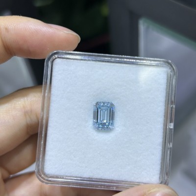 Ruif Jewelry 3.02ct Emerald Cut Fancy Blue VS1 Lab Grown Diamond With IGI Certificate for Jewelry Making