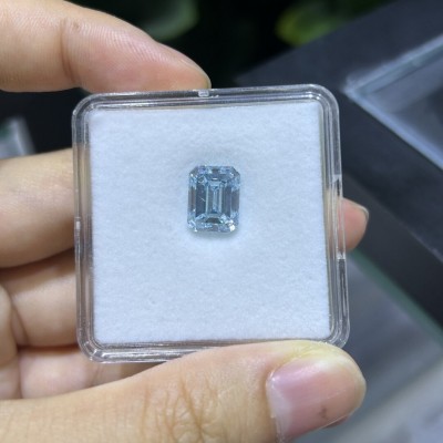 Ruif Jewelry 5.01ct Emerald Cut Fancy Blue VS1 Lab Grown Diamond With IGI Certificate for Jewelry Making