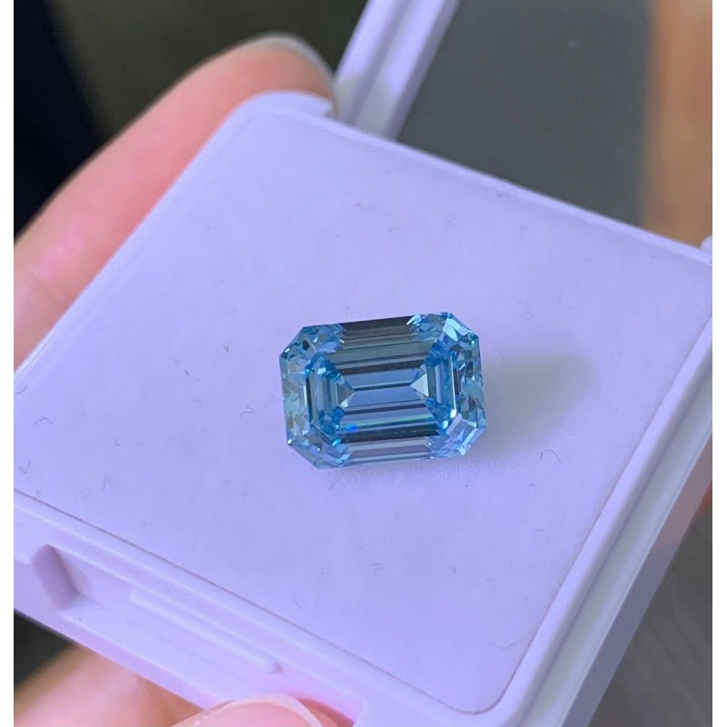 Ruif Jewelry New Fancy Blue 5.0/6.0ct Emerald Cut Lab Grown Diamond IGI Certificate CVD for Jewelry Making Ruif Jewelry New Fancy Blue 5.0/6.0ct Emerald Cut Lab Grown Diamond IGI Certificate CVD for Jewelry Making
