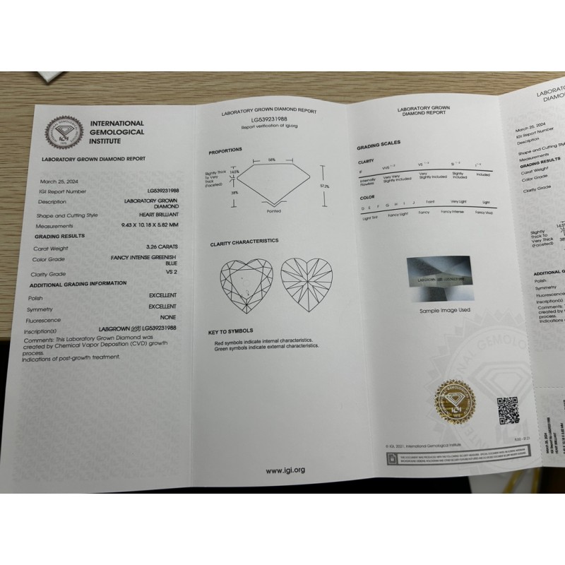 Ruif Jewelry 3.26ct Blue-Green Color Heart Shape Lab Grown Diamond CVD VS2 Loose Diamond for Diy Jewelry Making Ruif Jewelry 3.26ct Blue-Green Color Heart Shape Lab Grown Diamond CVD VS2 Loose Diamond for Diy Jewelry Making