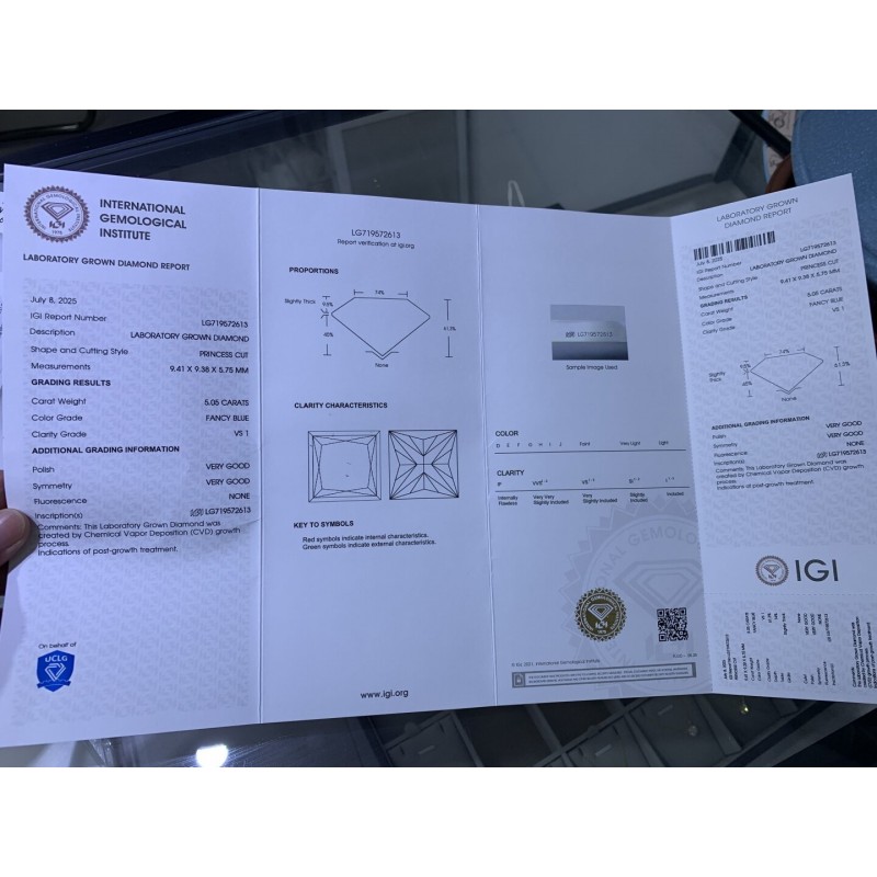 Ruif Jewelry 5.05ct Princess Cut Fancy Blue VS1Lab Grown Diamond IGI Certificate CVD for Diy Jewelry Making Ruif Jewelry 5.05ct Princess Cut Fancy Blue VS1Lab Grown Diamond IGI Certificate CVD for Diy Jewelry Making