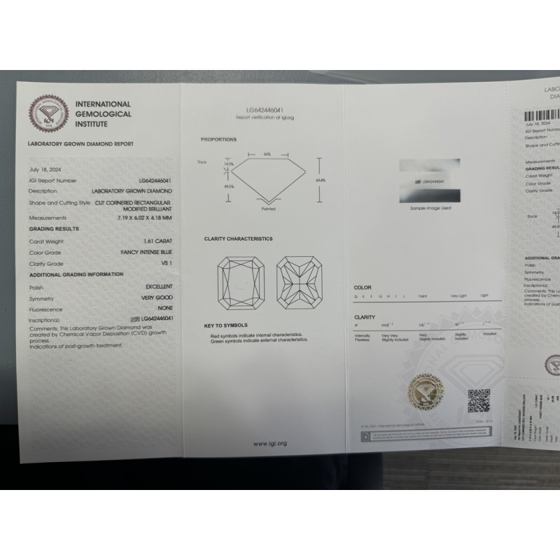 Ruif Jewelry New Fancy Blue 1.61ct Radiant Cut Lab Grown Diamond IGI Certificate CVD VS1 diamond for Jewelry Making Ruif Jewelry New Fancy Blue 1.61ct Radiant Cut Lab Grown Diamond IGI Certificate CVD VS1 diamond for Jewelry Making