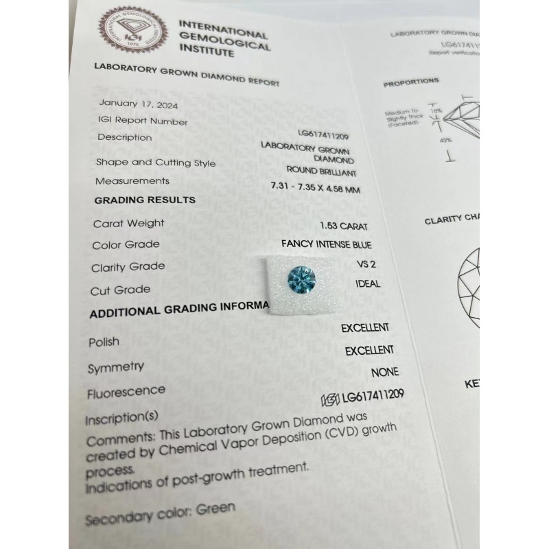 Ruif Jewelry 1-2ct Blue Color Round Shape Lab Grown Diamond CVD VS2 EX N Loose Diamond for Diy Jewelry Making Ruif Jewelry 1-2ct Blue Color Round Shape Lab Grown Diamond CVD VS2 EX N Loose Diamond for Diy Jewelry Making