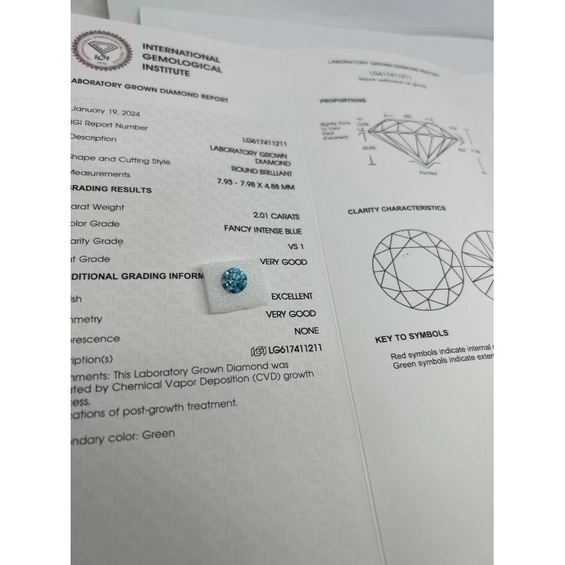 Ruif Jewelry 2.0ct Blue Color Round Shape Lab Grown Diamond CVD Loose Diamond for Diy Jewelry Making Ruif Jewelry 2.0ct Blue Color Round Shape Lab Grown Diamond CVD Loose Diamond for Diy Jewelry Making