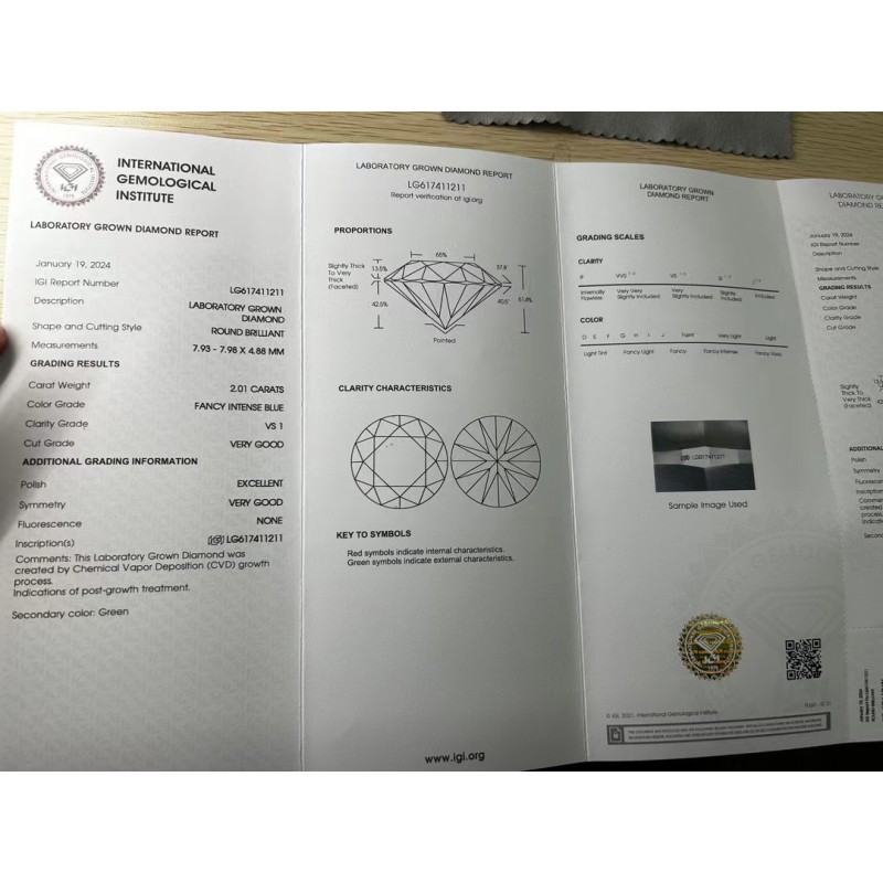 Ruif Jewelry 2.0ct Blue Color Round Shape Lab Grown Diamond CVD Loose Diamond for Diy Jewelry Making Ruif Jewelry 2.0ct Blue Color Round Shape Lab Grown Diamond CVD Loose Diamond for Diy Jewelry Making