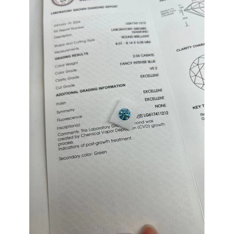 Ruif Jewelry 2.0ct Blue Color Round Shape Lab Grown Diamond CVD Loose Diamond for Diy Jewelry Making Ruif Jewelry 2.0ct Blue Color Round Shape Lab Grown Diamond CVD Loose Diamond for Diy Jewelry Making