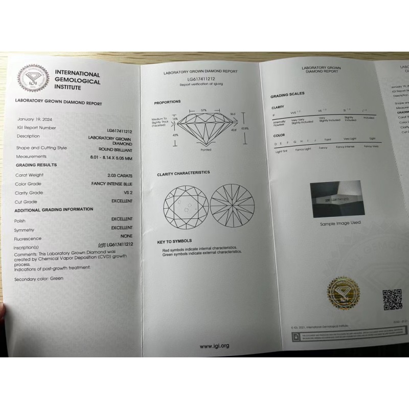Ruif Jewelry 2.0ct Blue Color Round Shape Lab Grown Diamond CVD Loose Diamond for Diy Jewelry Making Ruif Jewelry 2.0ct Blue Color Round Shape Lab Grown Diamond CVD Loose Diamond for Diy Jewelry Making