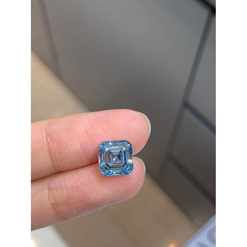 Ruif Jewelry 3.3ct Blue Color Asscher Cut Lab Grown Diamond CVD Loose Diamond for Diy Jewelry Making Ruif Jewelry 3.3ct Blue Color Asscher Cut Lab Grown Diamond CVD Loose Diamond for Diy Jewelry Making