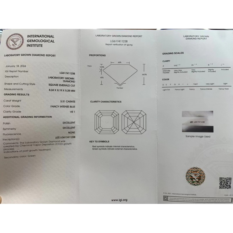 Ruif Jewelry 3.3ct Blue Color Asscher Cut Lab Grown Diamond CVD Loose Diamond for Diy Jewelry Making Ruif Jewelry 3.3ct Blue Color Asscher Cut Lab Grown Diamond CVD Loose Diamond for Diy Jewelry Making