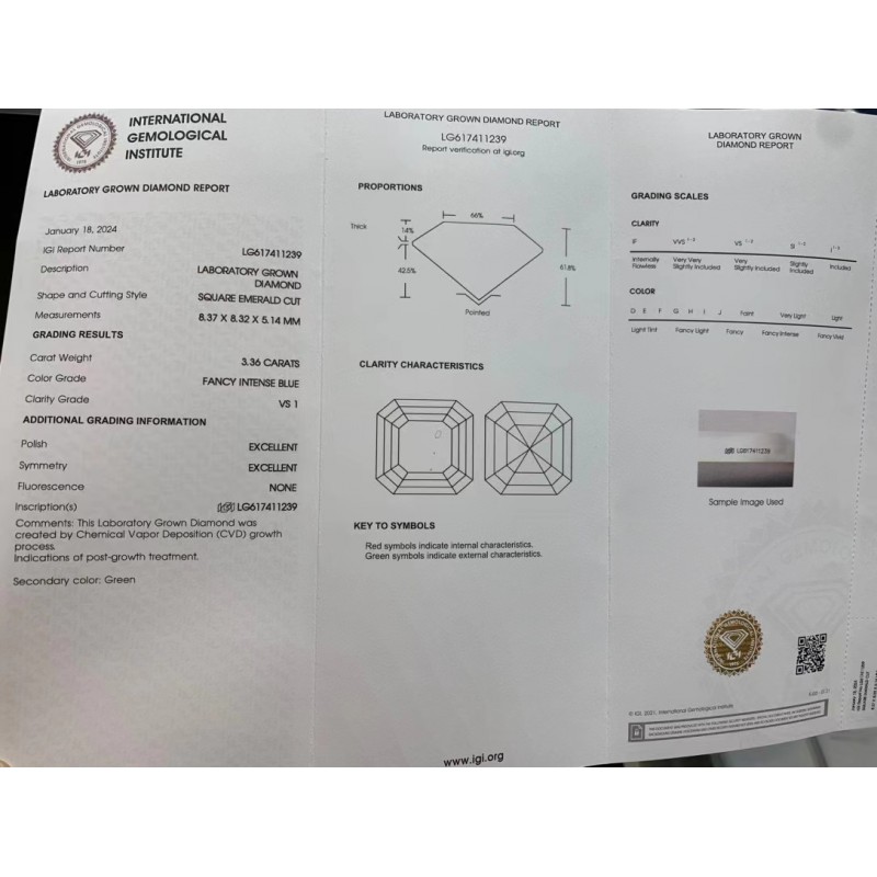 Ruif Jewelry 3.3ct Blue Color Asscher Cut Lab Grown Diamond CVD Loose Diamond for Diy Jewelry Making Ruif Jewelry 3.3ct Blue Color Asscher Cut Lab Grown Diamond CVD Loose Diamond for Diy Jewelry Making
