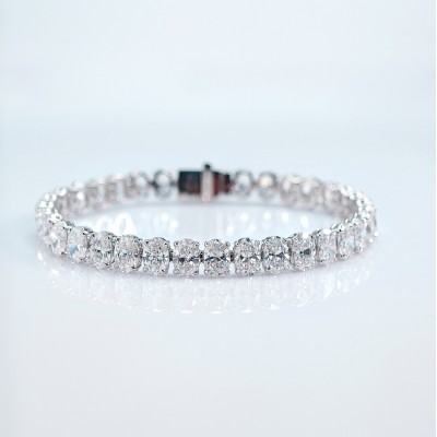 Ruif Jewelry Customized Oval Shape18K White Gold 0.5ct Each Lab Grown Diamond Eternity Bracelet Engagement  for Women Fine Jewelry
