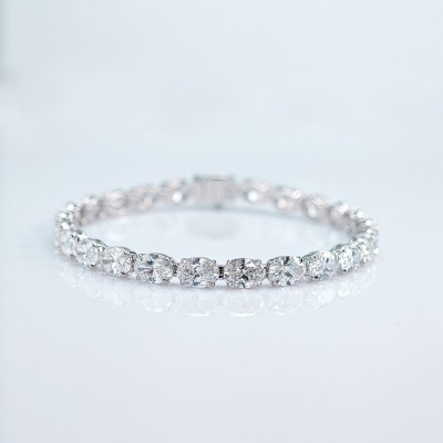 Ruif Jewelry Customized Oval shape 18K White Gold 0.5ct Each Lab Grown Diamond Eternity Bracelet Engagement  for Women Fine Jewelry