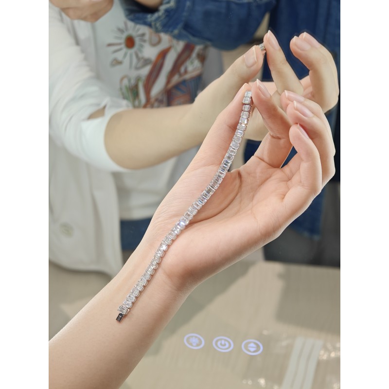 Ruif Jewelry Customized Emerald cut18K White Gold 0.5ct Each Lab Grown Diamond Eternity Bracelet Engagement for Women Fine Jewelry Ruif Jewelry Customized Emerald cut18K White Gold 0.5ct Each Lab Grown Diamond Eternity Bracelet Engagement for Women Fine Jewelry