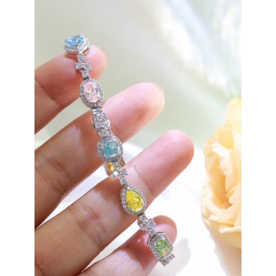 Ruif Jewelry Customized 18K White Gold Fancy Color Lab Grown Diamond Eternity Bracelet Engagement  for Women Fine Jewelry