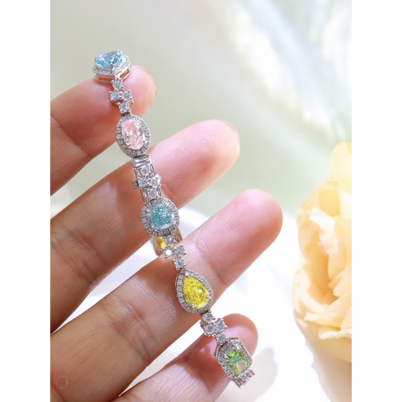 Ruif Jewelry Customized 18K White Gold Fancy Color Lab Grown Diamond Eternity Bracelet Engagement for Women Fine Jewelry Ruif Jewelry Customized 18K White Gold Fancy Color Lab Grown Diamond Eternity Bracelet Engagement for Women Fine Jewelry