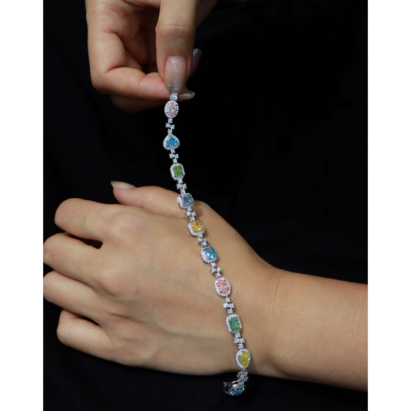 Ruif Jewelry Customized 18K White Gold Fancy Color Lab Grown Diamond Eternity Bracelet Engagement for Women Fine Jewelry Ruif Jewelry Customized 18K White Gold Fancy Color Lab Grown Diamond Eternity Bracelet Engagement for Women Fine Jewelry