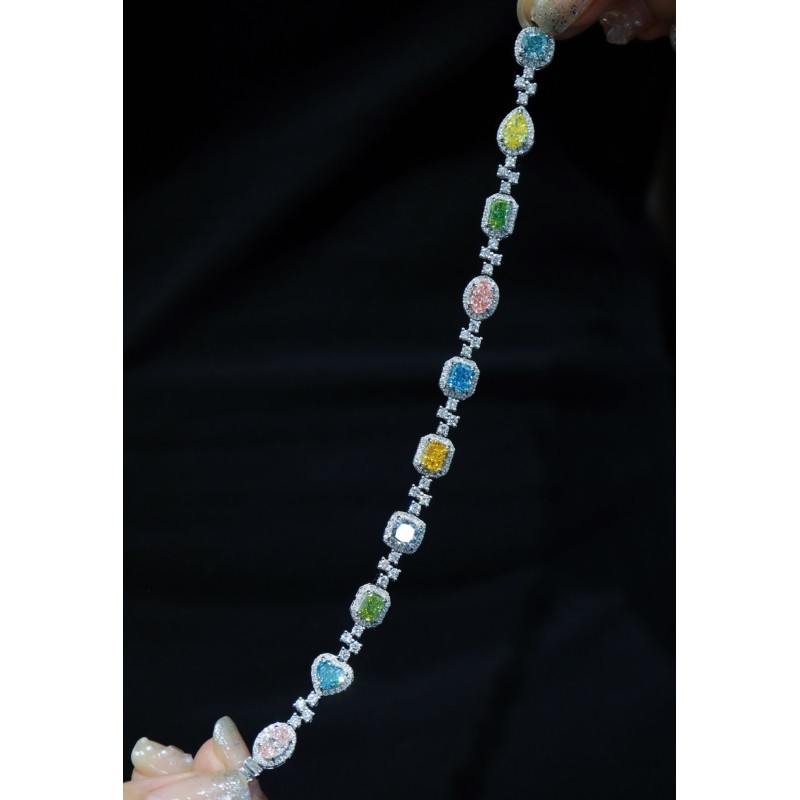 Ruif Jewelry Customized 18K White Gold Fancy Color Lab Grown Diamond Eternity Bracelet Engagement for Women Fine Jewelry Ruif Jewelry Customized 18K White Gold Fancy Color Lab Grown Diamond Eternity Bracelet Engagement for Women Fine Jewelry