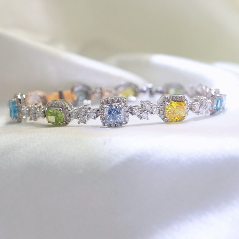 Ruif Jewelry Customized 18K White Gold Fancy Color Lab Grown Diamond Eternity Bracelet Engagement for Women Fine Jewelry Ruif Jewelry Customized 18K White Gold Fancy Color Lab Grown Diamond Eternity Bracelet Engagement for Women Fine Jewelry