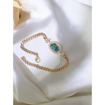 Ruif Jewelry Customized 18K Yellwo Gold 2.09ct Green Color Lab Grown Diamond Eternity Bracelet Engagement  for Women Fine Jewelry