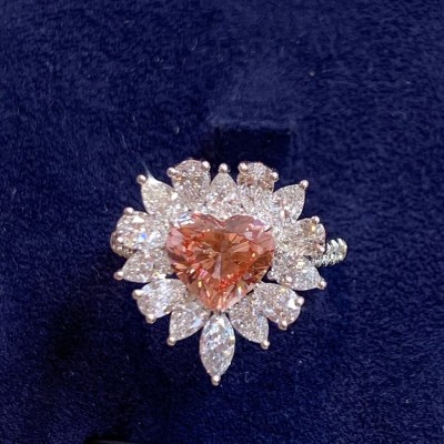 Ruif Jewelry Customized 18K White Gold 1.5ct Lab Grown Diamond Ring Pink Diamond Engagement Band Jewelry 