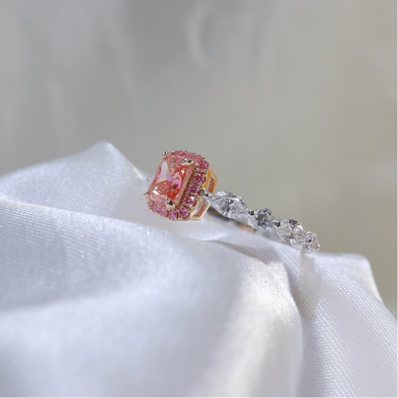 Ruif Jewelry Customized 18k White Gold 0.59ct fancy pink Lab Grown Diamond Eternity Rings Engagement Wedding Band Rings for Women Fine Jewelry Ruif Jewelry Customized 18k White Gold 0.59ct fancy pink Lab Grown Diamond Eternity Rings Engagement Wedding Band Rings for Women Fine Jewelry