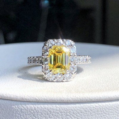 Ruif Jewelry Customized 18k White Gold 1.48ct  fancy yellow Lab Grown Diamond Eternity Rings Engagement Wedding Band Rings for Women Fine Jewelry