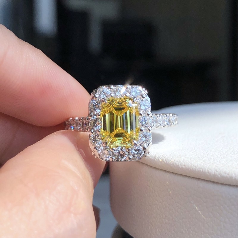 Ruif Jewelry Customized 18k White Gold 1.48ct fancy yellow Lab Grown Diamond Eternity Rings Engagement Wedding Band Rings for Women Fine Jewelry Ruif Jewelry Customized 18k White Gold 1.48ct fancy yellow Lab Grown Diamond Eternity Rings Engagement Wedding Band Rings for Women Fine Jewelry