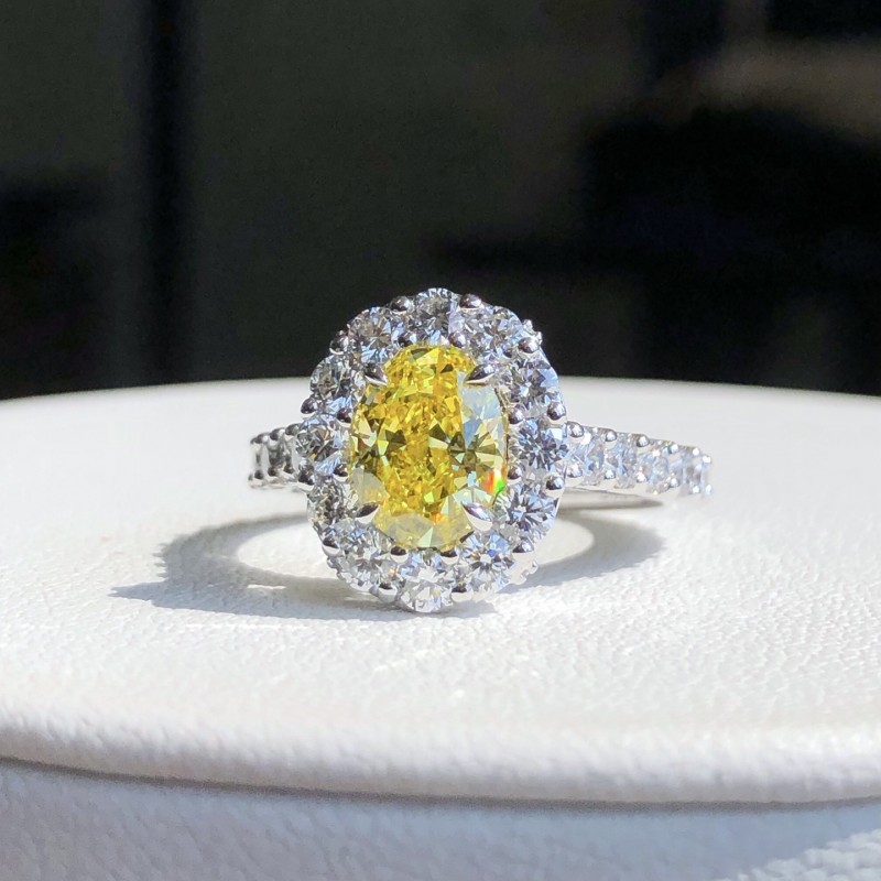 Ruif Jewelry Customized 18k White Gold 1.22ct fancy yellow Lab Grown Diamond Eternity Rings Engagement Wedding Band Rings for Women Fine Jewelry Ruif Jewelry Customized 18k White Gold 1.22ct fancy yellow Lab Grown Diamond Eternity Rings Engagement Wedding Band Rings for Women Fine Jewelry