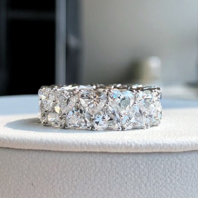 Ruif Jewelry Customized 18k White Gold Heart Shape Double Row 0.3ct Each Lab Grown Diamond Ring For Women Party Wedding